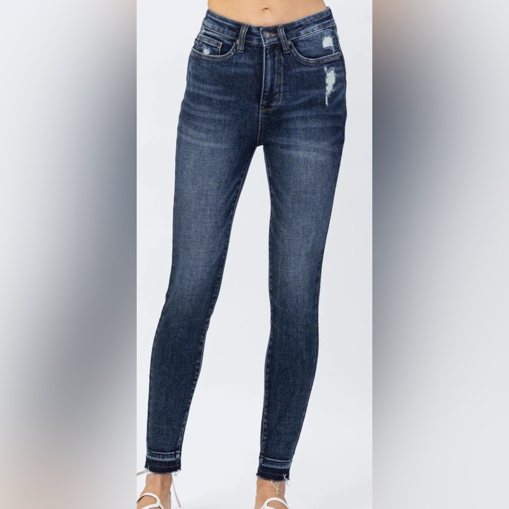 Judy Blue Jeans Womens Size 24W Skinny Fit Distressed High Waist Tummy Control